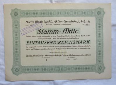 1.000 RM Aktie Moritz Blank Nachf. AG Leipzig 19.02.1925 (146965)