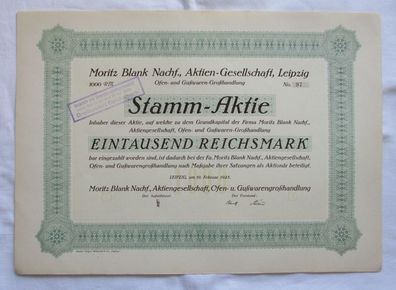 1.000 RM Aktie Moritz Blank Nachf. AG Leipzig 19.02.1925 (147281)