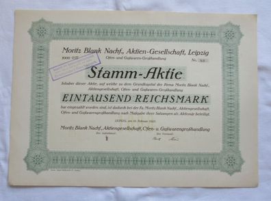 1.000 RM Aktie Moritz Blank Nachf. AG Leipzig 19.02.1925 (146944)