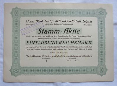 1.000 RM Aktie Moritz Blank Nachf. AG Leipzig 19.02.1925 (146945)