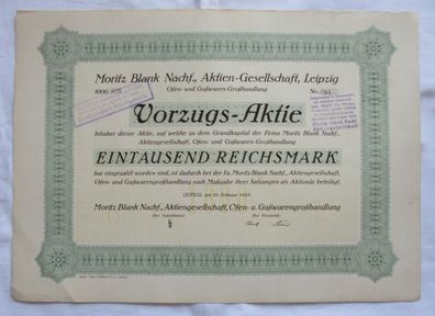 1.000 RM Aktie Moritz Blank Nachf. AG Leipzig 19.02.1925 (147521)