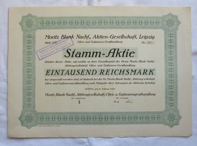 1.000 RM Aktie Moritz Blank Nachf. AG Leipzig 19.02.1925 (147164)