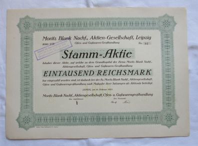 1.000 RM Aktie Moritz Blank Nachf. AG Leipzig 19.02.1925 (146820)