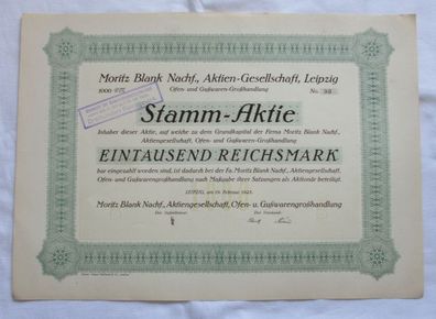 1.000 RM Aktie Moritz Blank Nachf. AG Leipzig 19.02.1925 (146902)