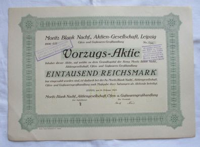 1.000 RM Aktie Moritz Blank Nachf. AG Leipzig 19.02.1925 (146818)