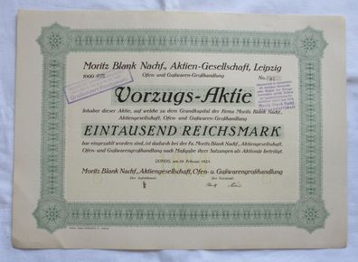 1.000 RM Aktie Moritz Blank Nachf. AG Leipzig 19.02.1925 (147441)
