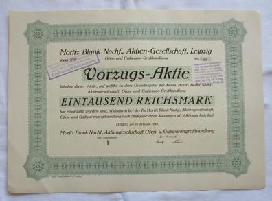 1.000 RM Aktie Moritz Blank Nachf. AG Leipzig 19.02.1925 (146921)