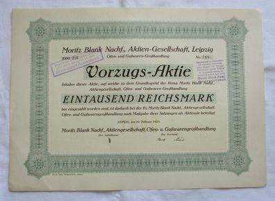 1.000 RM Aktie Moritz Blank Nachf. AG Leipzig 19.02.1925 (146947)