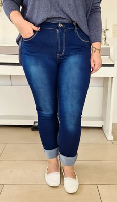 Damen Jeans Hose Miss Cherry Five Pocket Style Waschung gerades Bein 44/46/48