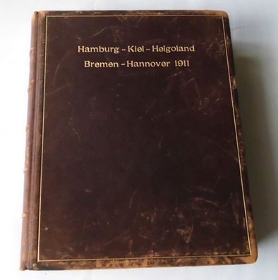 Original Leder Album Hamburg Kiel Helgoland Bremen Hannover 1911 (116368)