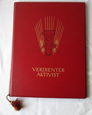 DDR Urkunde + Urkundenmappe Verdienter Aktivist Okt. 1959 Bartel 54 d (125449)