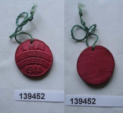 sehr frühes DDR Holz Abzeichen Medaille 1. Mai 1948 Einheit Frieden (139452)