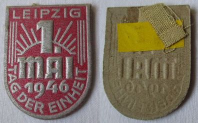DDR Papp Abzeichen Medaille 1. Mai 1946 Tag der Einheit Leipzig (135922)