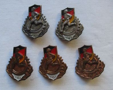 5x DDR Abzeichen der Sportklassifizierung 1955 in Silber + Bronze (112271)
