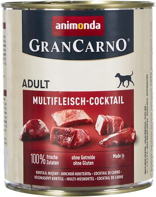 animonda ¦GranCarno Adult - Multifleisch-Cocktail - 6 x 800 g¦ nasses Hundefutter ...