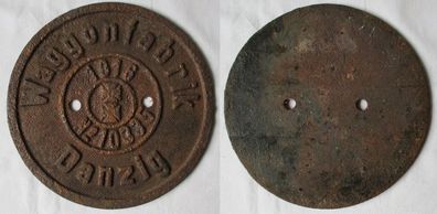 Original Metall Guss Plakette Waggonfabrik Danzig 1916 No. 10335 (143449)