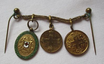 seltene Miniatur Kette Preußen mit 3 Orden 1. Weltkrieg (123666)