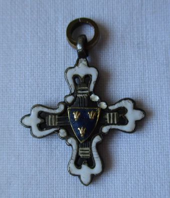 seltenes emailliertes Kreuz Frankreich 3 Lilien Gold um 1900 Miniatur (124769)