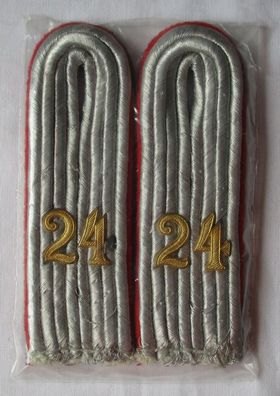 rares Paar Schulterstücke Leutnant 24. Artillerie-Regiment 2. Weltkrieg (123386)