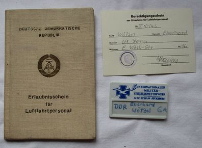 seltener Ausweis Erlaunisschein für Luftfahrtpersonal 1962-1979 (124767)
