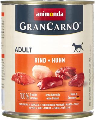 animonda ¦ Gran Carno Adult - Hundefutter - Rind + Huhn - 6 x 800 g¦ nasses Hundef...