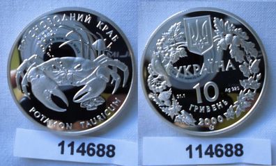 10 Hryven Silber Münze Ukraine 2000 Bedrohte Tierwelt Süßwasserkrabbe (114688)