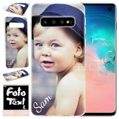 Silikon Case TPU Schutzhülle Handy Tasche für Samsung Galaxy mit Namen Fotodruck