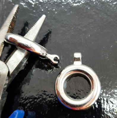 Ring Zieher-Helfer Reißverschluß Anhänger Metall massiv mit Kralle 4g 25mm X 20mm