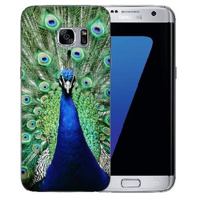 Schutz Hülle für Samsung Galaxy S6 Edge Silikon TPU Handy Hülle Bilddruck Pfau