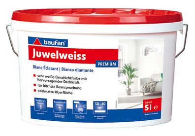 baufan® Juwel-Weiss 5 l Extra Weiße Innenfarbe für höchste Beanspruchung