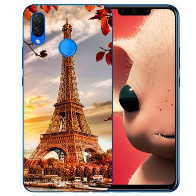 Schutz Hülle TPU Silikon Hülle mit Eiffelturm Foto Druck für Huawei Nova 3i