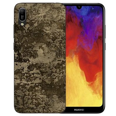 Schutz Hülle Silikon TPU Handy für Huawei Y6 (2019) mit Bilddruck Braune Muster