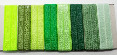 1m Falzgummi Rollierband Einfassband elastisch Satinglanz uni Grün Töne 15mm