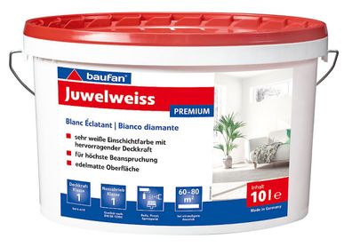 baufan® Juwel-Weiss 10 L Extra Weiße Innenfarbe für höchste Beanspruchung