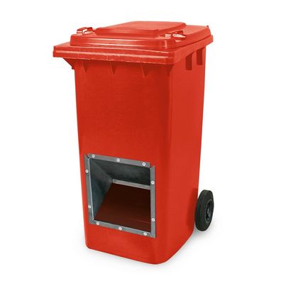 Mobiler Streugutbehälter, 240 Liter, mit Entnahmeöffnung, rot