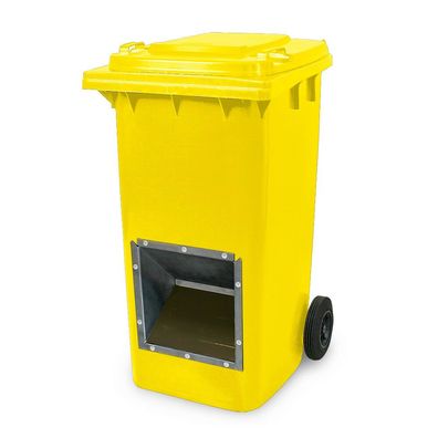 Mobiler Streugutbehälter, 240 Liter, mit Entnahmeöffnung, gelb