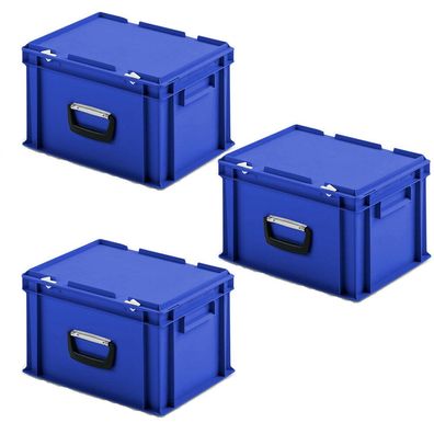 3 Mehrzweckkoffer mit Tragegriff auf einer Längsseite, LxBxH 400x300x245 mm, blau