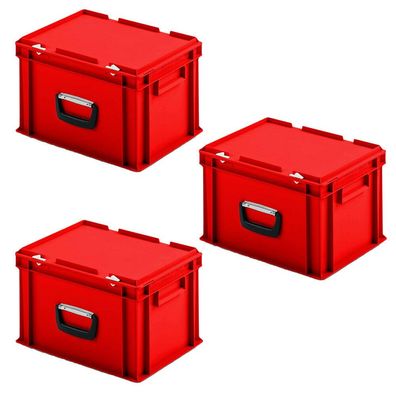 3 Mehrzweckkoffer mit Tragegriff auf einer Längsseite, LxBxH 400x300x245 mm, rot