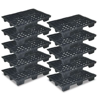10x Leichtpalette im Euromaß, schwarz, 1200x800x153 mm, Deckfläche durchbrochen