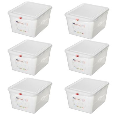 6 GN-Behälter / Gastronormbehälter, GN1/2, LxBxH 325 x 265 x 200 mm, 12,5 Liter
