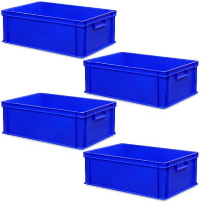 4 Eurobehälter mit 2 Griffleisten, LxBxH 600x400x220 mm, Inhalt 45 Liter, blau