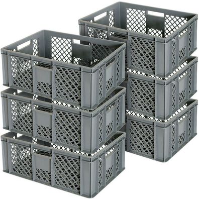 6 Euroboxen / Bäckerkisten, LxBxH 600 x 400 x 240 mm, grau, lebensmittelecht