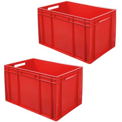 2 Eurobehälter mit 2 Durchfassgriffen, LxBxH 600 x 400 x 420 mm, 83 Liter, rot
