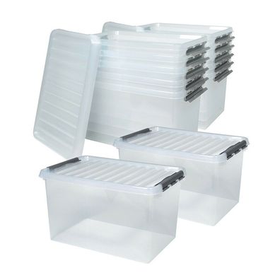 12 Clipboxen mit Deckel, Inhalt 62 Liter, LxBxH 600x400x340 mm, PP, transparent