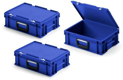 3 Mehrzweckkoffer, LxBxH 400x300x130 mm, blau, Polypropylen-Kunststoff(PP)