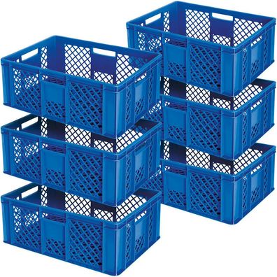 6 Euroboxen / Bäckerkisten, LxBxH 600 x 400 x 240 mm, blau, lebensmittelecht