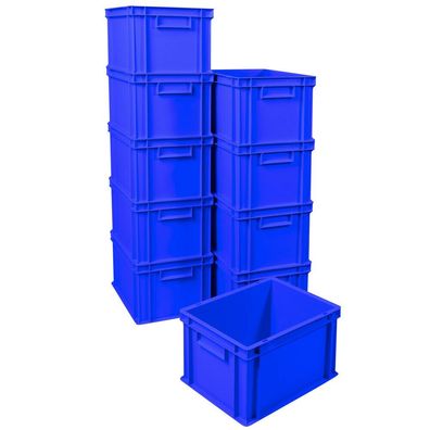 10x Eurobehälter / Stapelboxen, blau, LxBxH 400x300x235 mm, 22,5 Liter