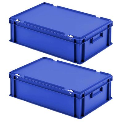 2 Eurobox mit Scharnierdeckel, LxBxH 600x400x185 mm, PP, lebensmittelecht, blau