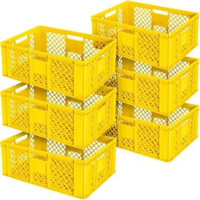 6 Euroboxen / Bäckerkisten, LxBxH 600 x 400 x 240 mm, gelb, lebensmittelecht