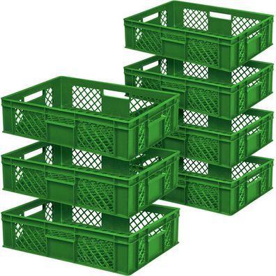 7 Euroboxen / Bäckerkisten, LxBxH 600 x 400 x 150 mm, lebensmittelecht, grün